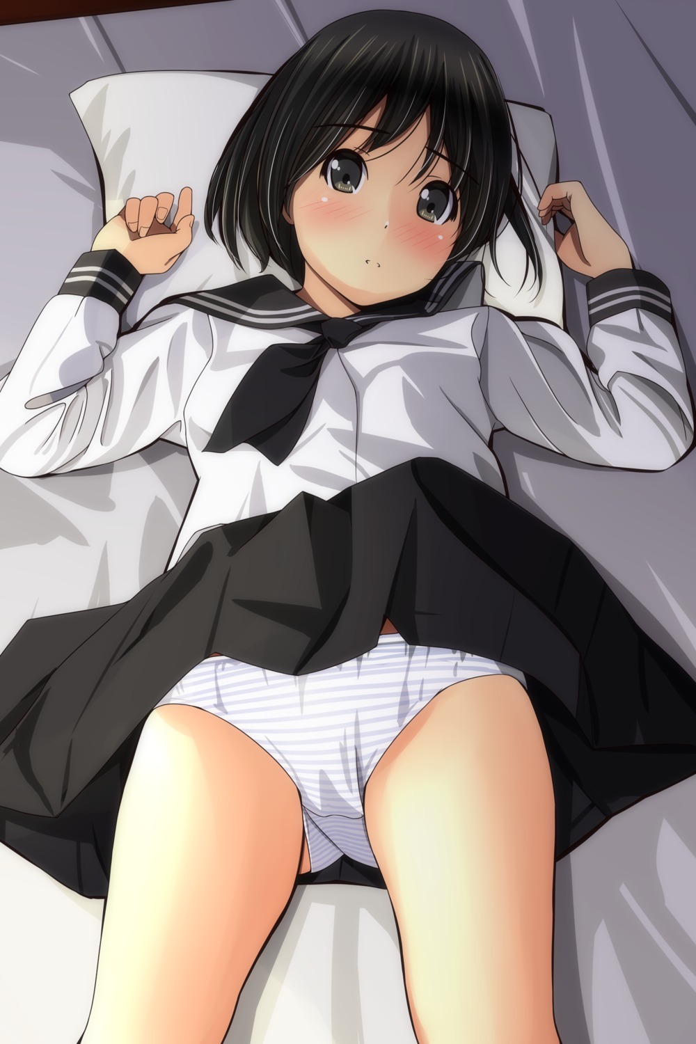 loli matsunaga_kouyou pantsu seifuku shimapan skirt_lift