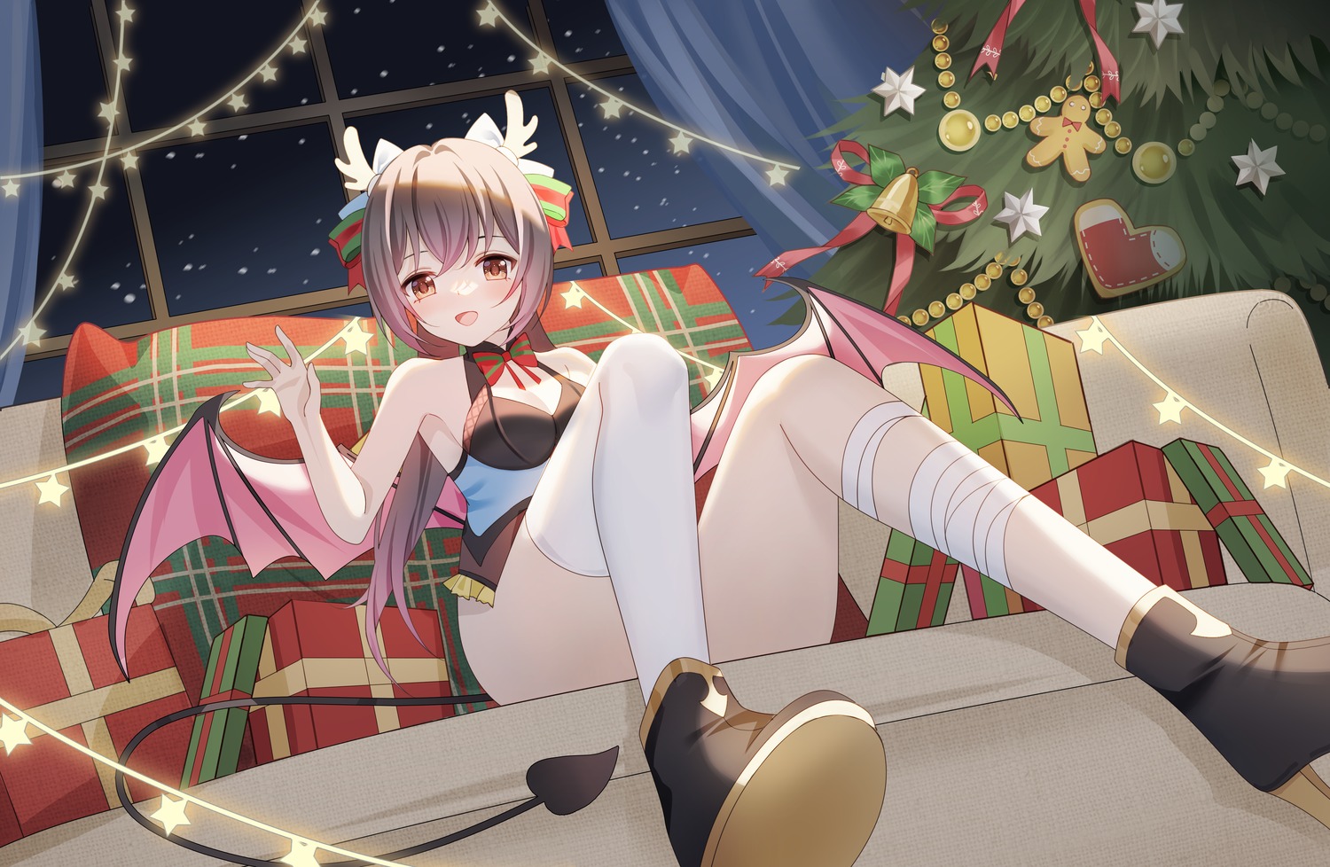 bandages christmas horns lulu_001m tail thighhighs wings