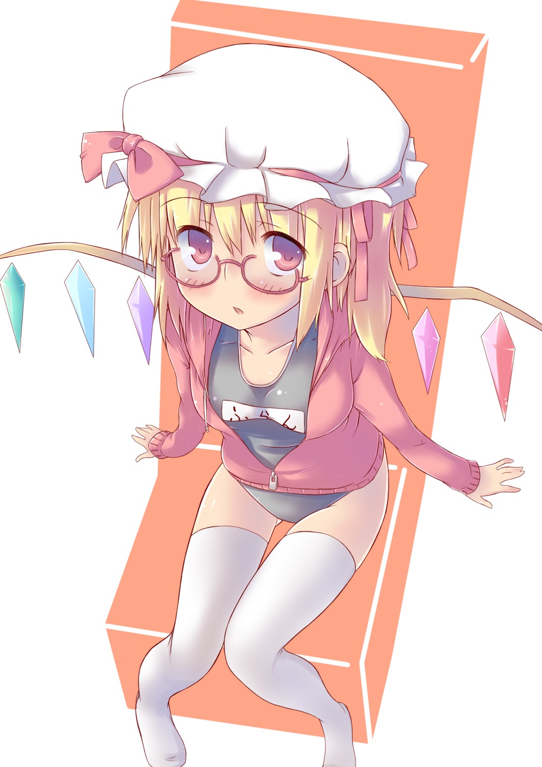 flandre_scarlet megane school_swimsuit spirytus_tarou swimsuits thighhighs touhou