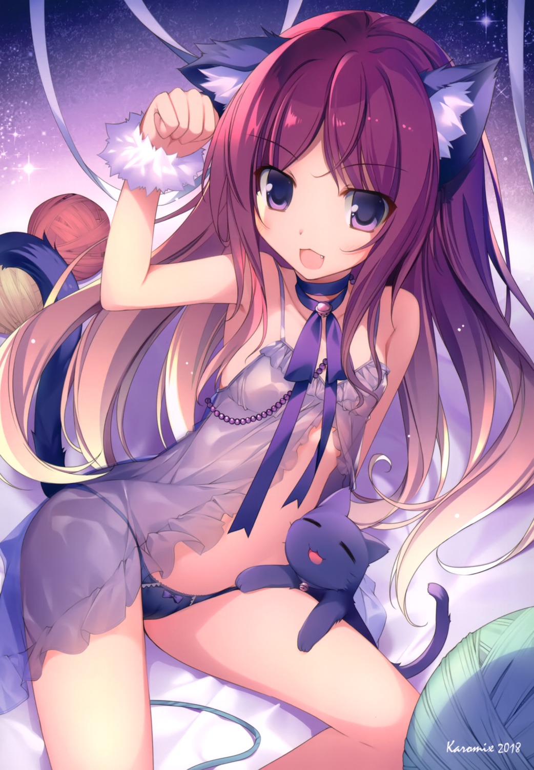 animal_ears dress karory neko nekomimi pantsu possible_duplicate see_through tail