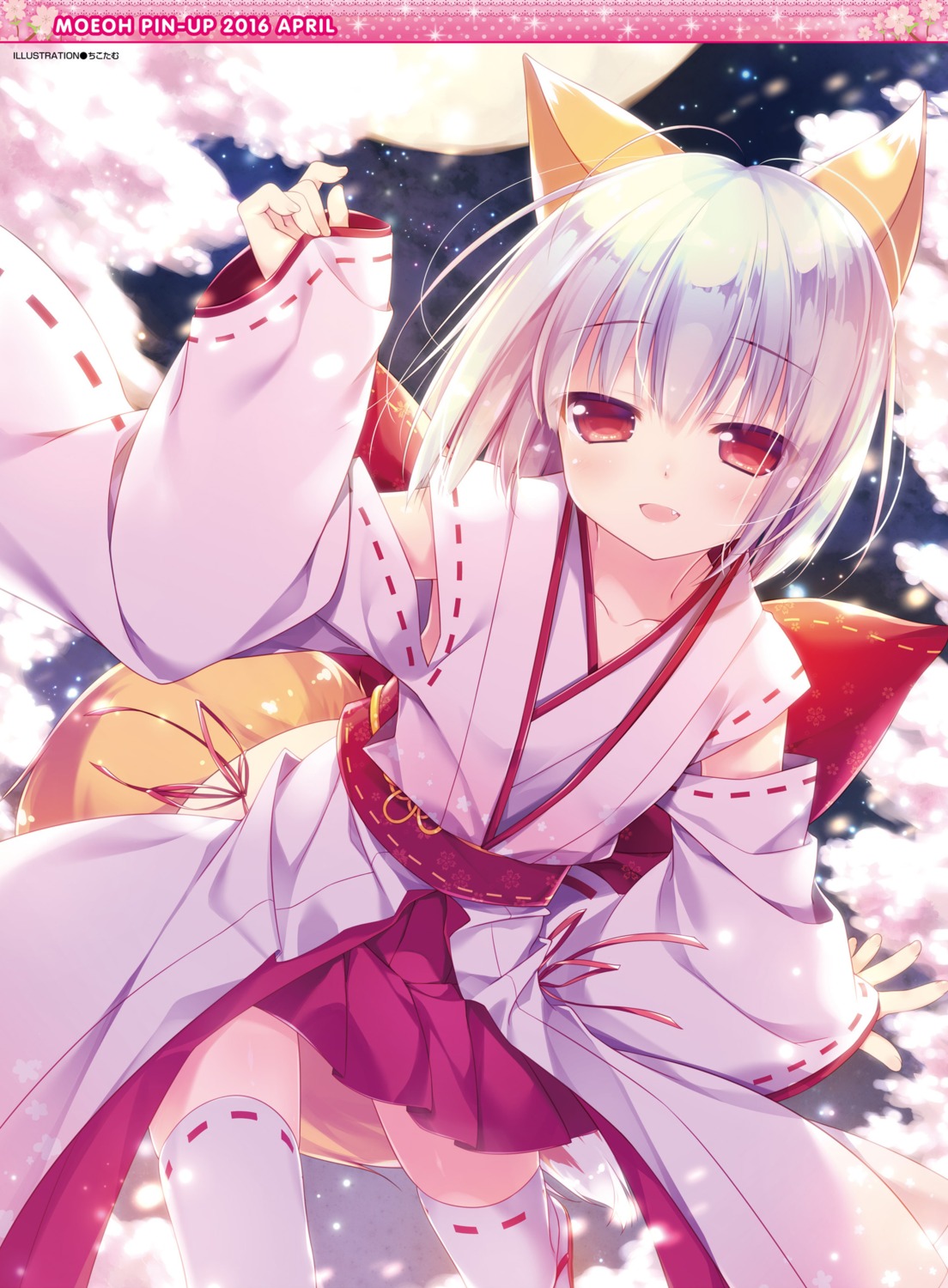 animal_ears chikotam kitsune miko tail thighhighs