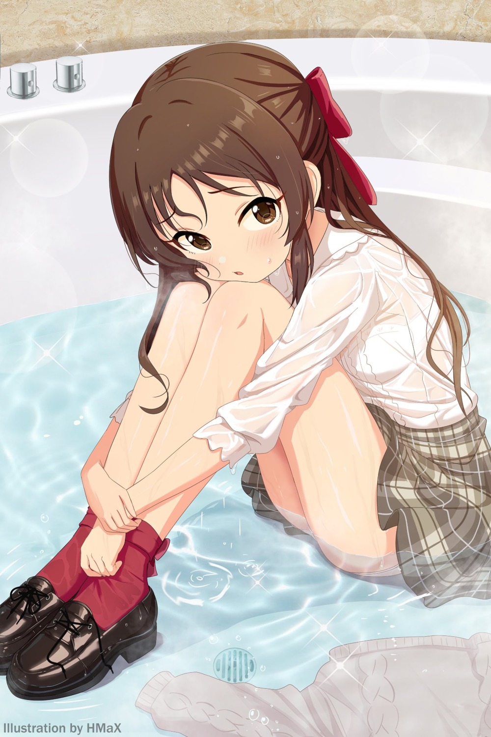 bra hmax jpeg_artifacts loli see_through seifuku skirt_lift sweater tachibana_arisu the_idolm@ster the_idolm@ster_cinderella_girls the_idolm@ster_cinderella_girls_u149 wet wet_clothes