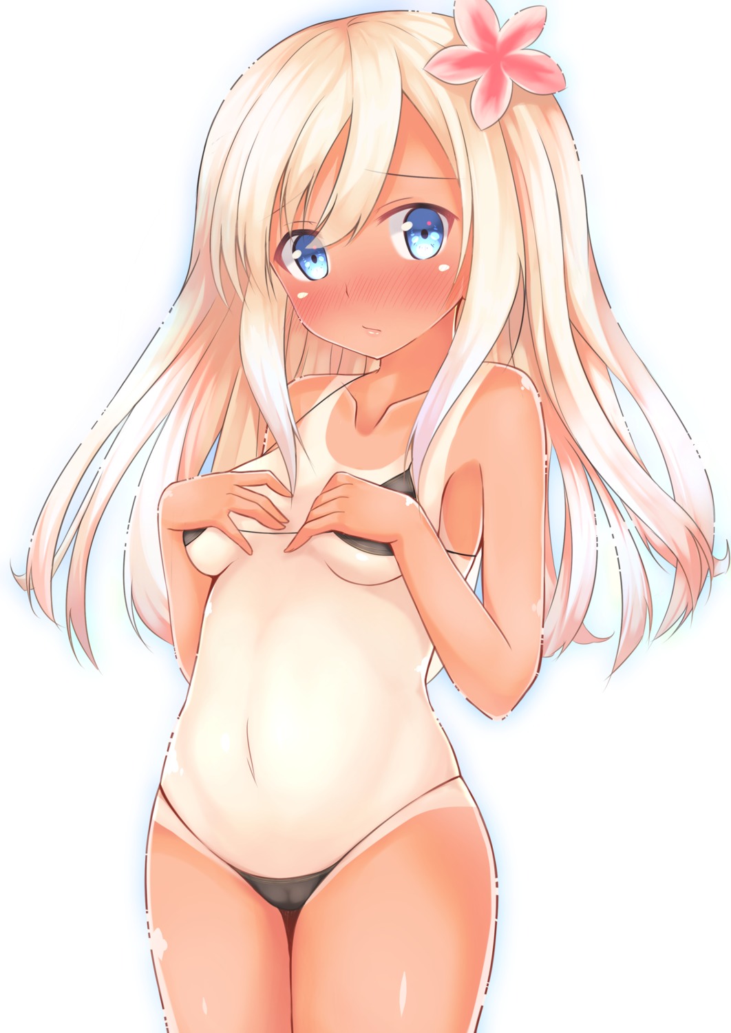 bikini breast_hold cameltoe go-1 kantai_collection loli ro-500 swimsuits tan_lines underboob