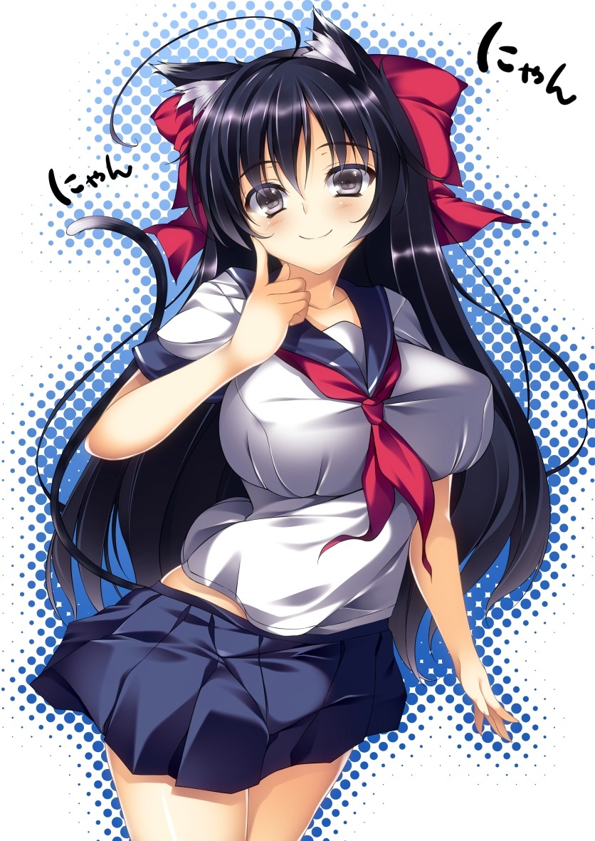 animal_ears erect_nipples nekomimi seifuku tail watanuki_kaname