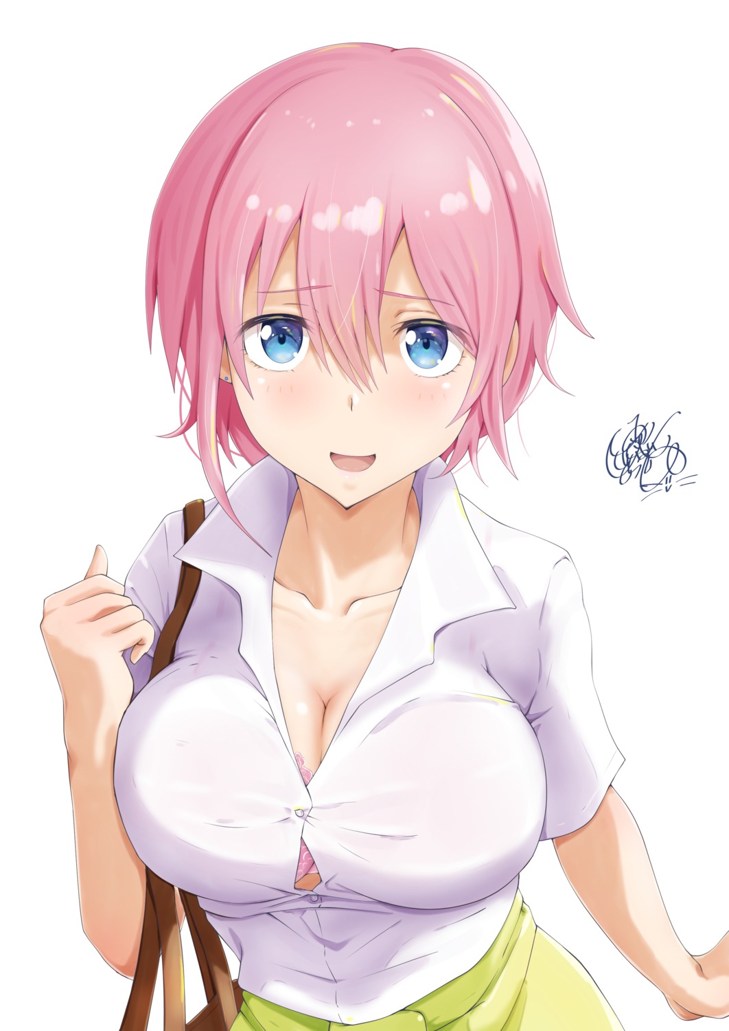 5-toubun_no_hanayome bra cleavage dragonoil nakano_ichika open_shirt seifuku sweater wardrobe_malfunction