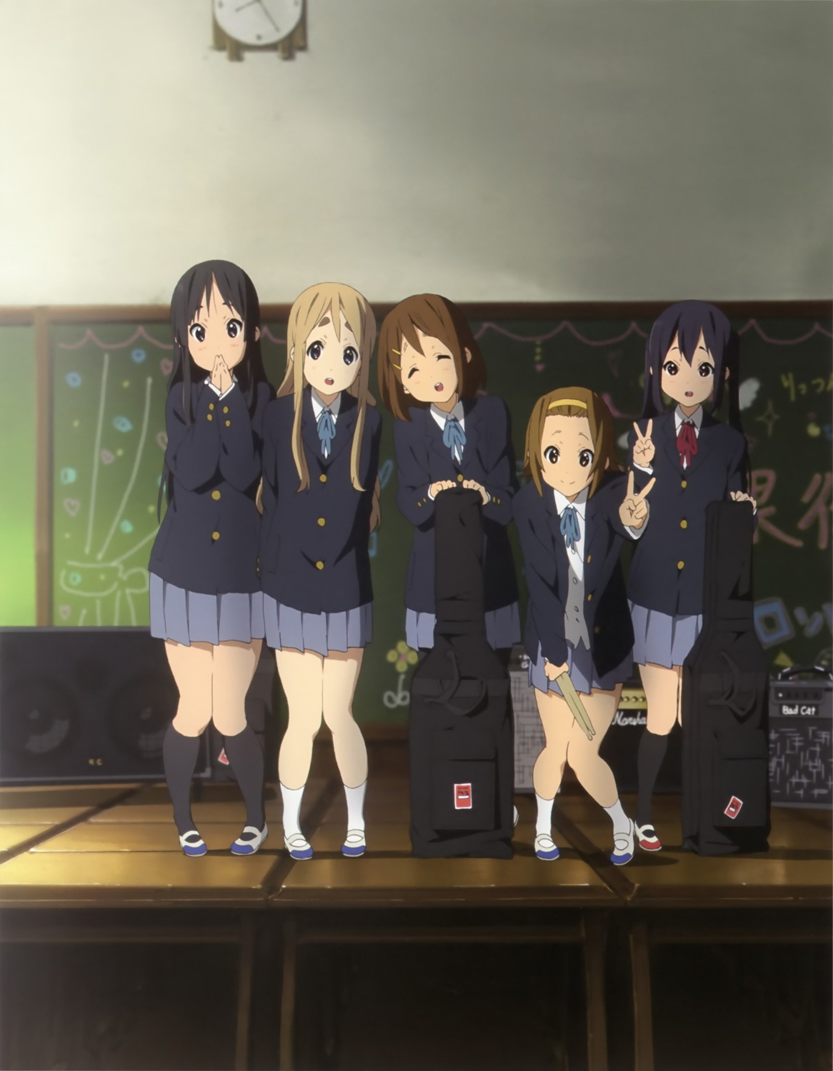 akiyama_mio guitar hirasawa_yui horiguchi_yukiko k-on! kotobuki_tsumugi nakano_azusa pantyhose seifuku tainaka_ritsu