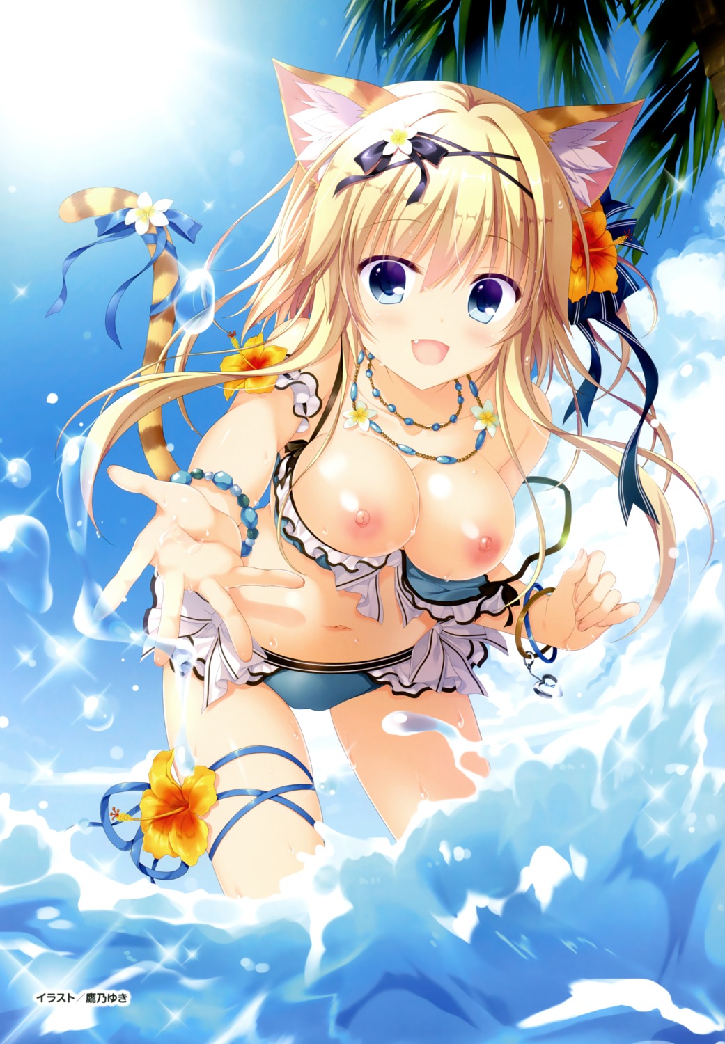 animal_ears bikini breasts cameltoe garter neko-nin_exheart neko-nin_exheart_2 nekokai_ritsu nekomimi nipples swimsuits tail takano_yuki wardrobe_malfunction wet whirlpool