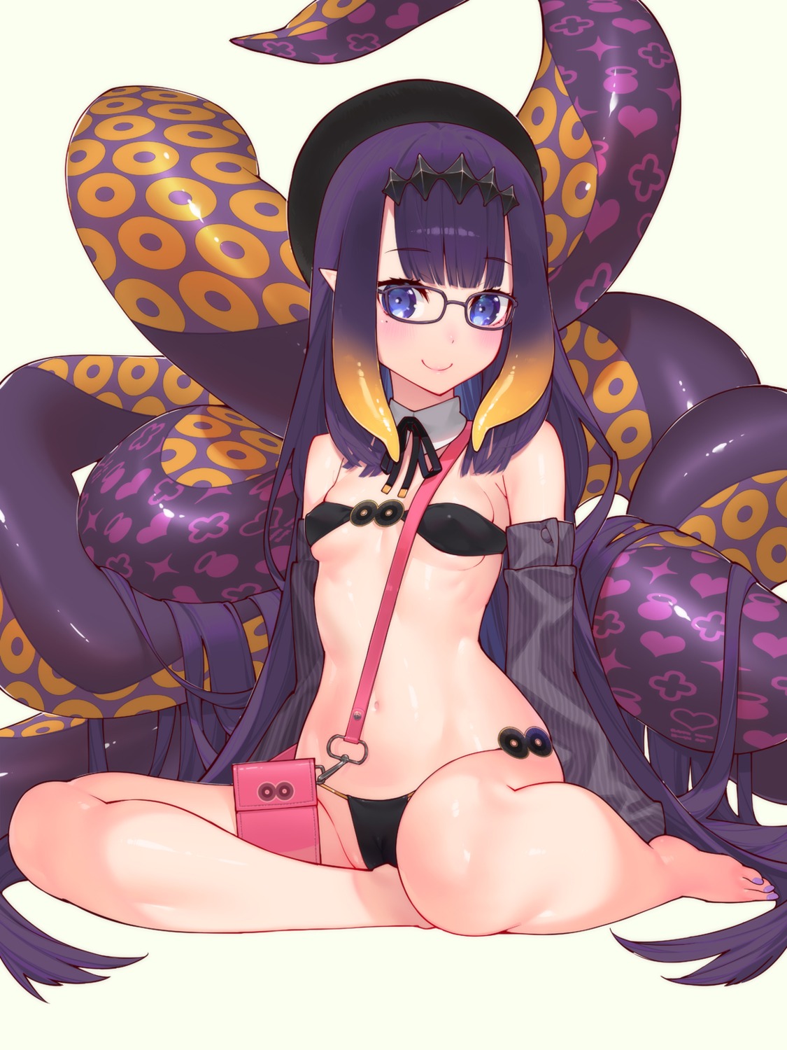 bikini cameltoe erect_nipples hololive hololive_english megane ninomae_ina'nis pointy_ears swimsuits tentacles waterring