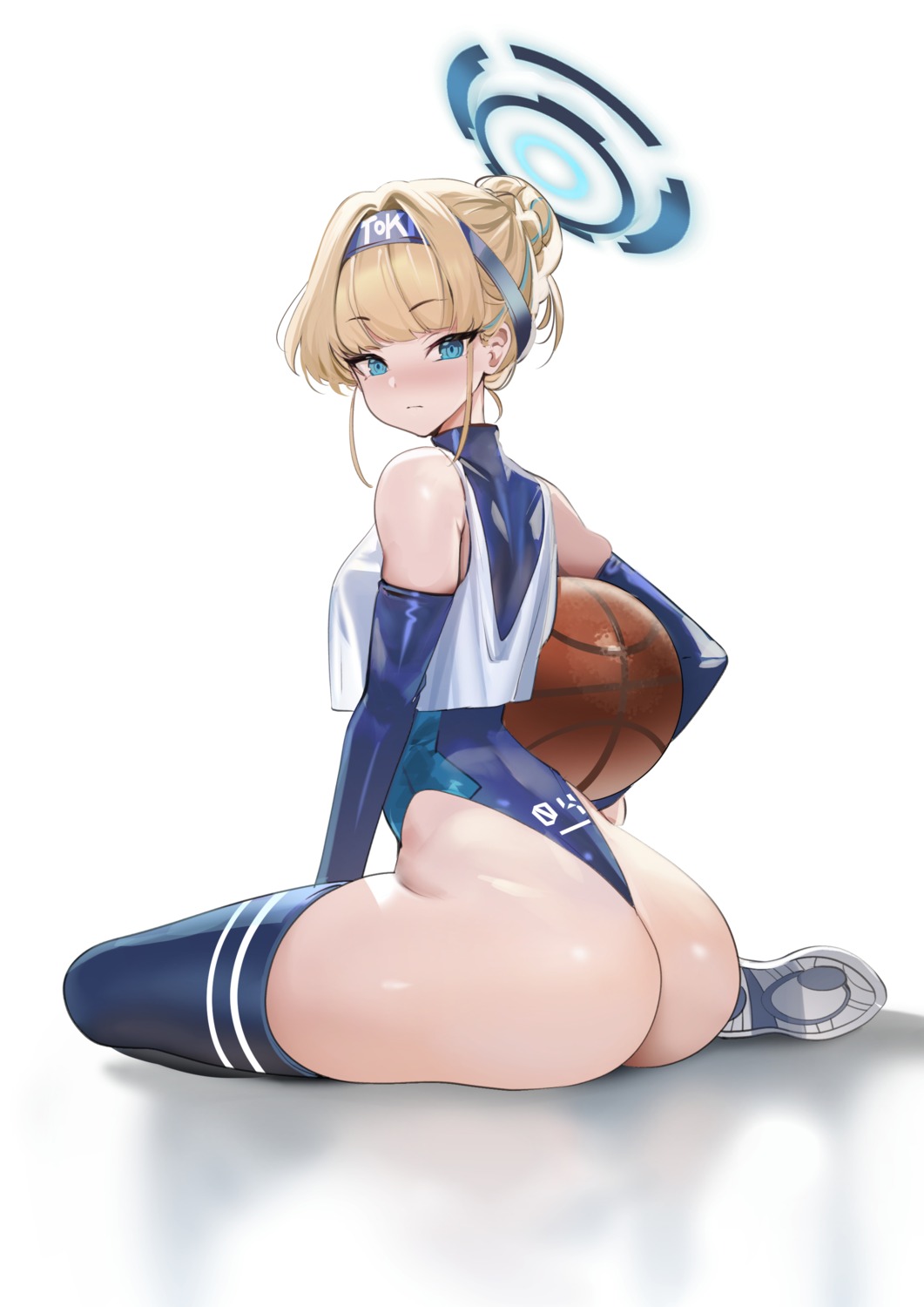 ass asuma_toki basketball blue_archive halo leotard see_through teddy_(khanshin) thighhighs