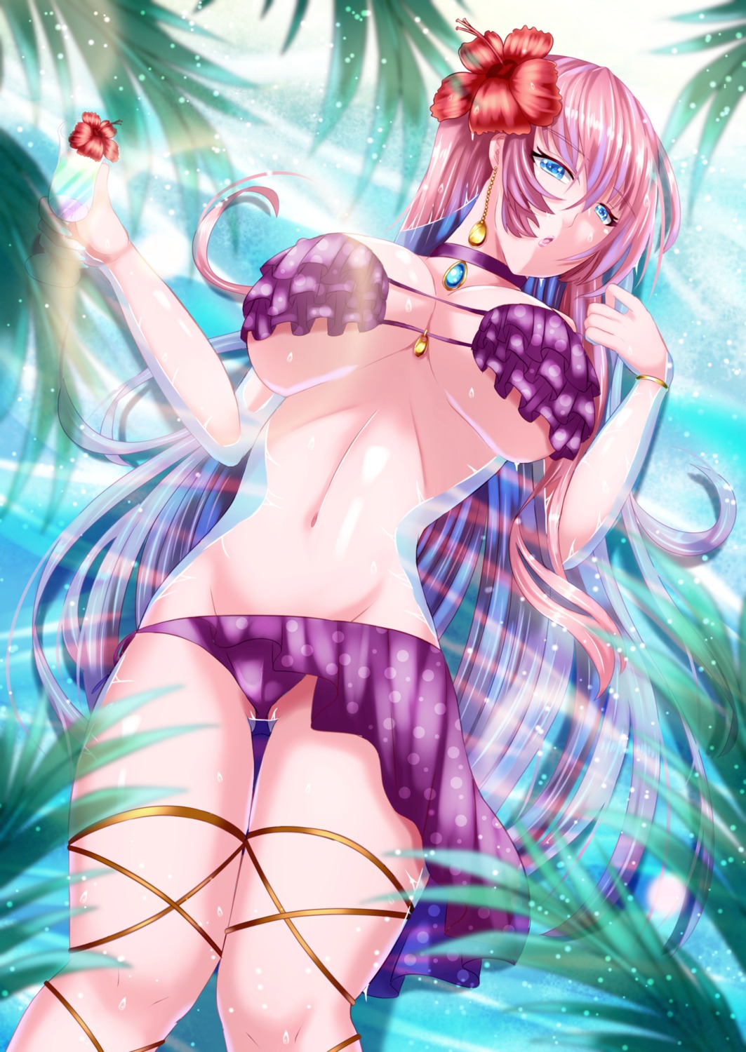 bikini cameltoe cleavage fuyuki_jun megurine_luka swimsuits underboob vocaloid wet