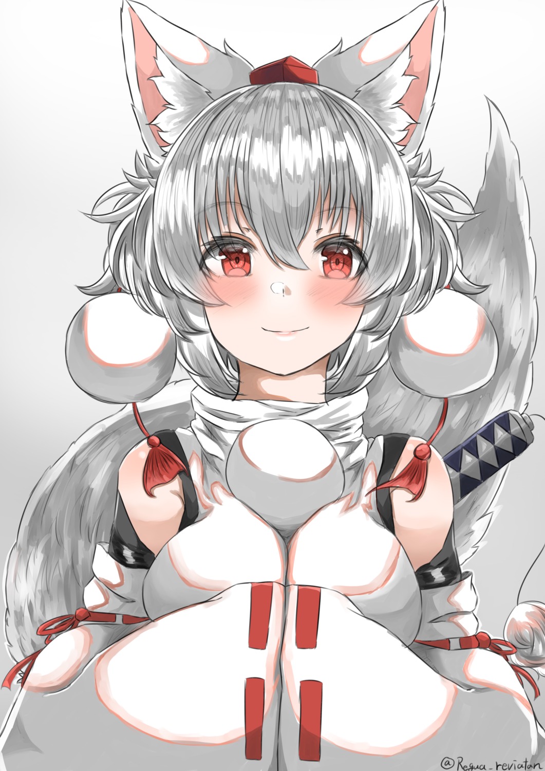 animal_ears inubashiri_momiji no_bra regua tail touhou