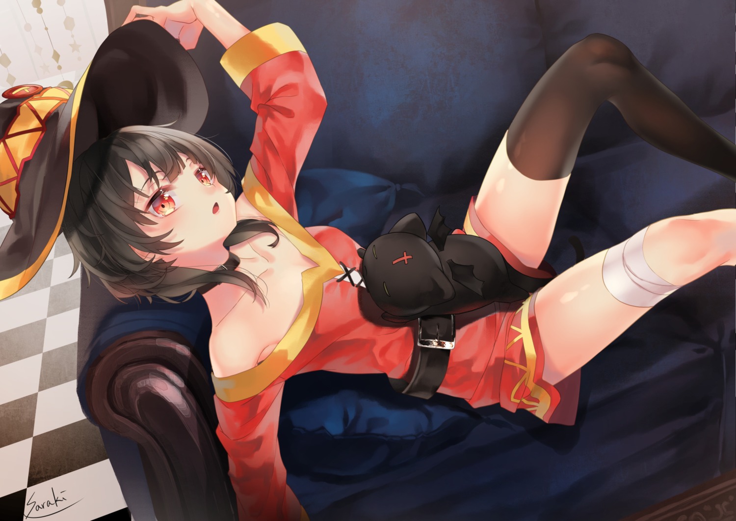 bandages chomusuke dress kono_subarashii_sekai_ni_shukufuku_wo! megumin saraki thighhighs witch