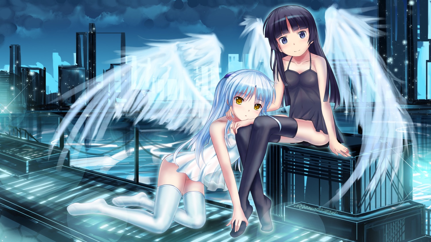 angel_beats! crossover edogawakid gokou_ruri lingerie nopan ore_no_imouto_ga_konnani_kawaii_wake_ga_nai tenshi thighhighs wallpaper wings