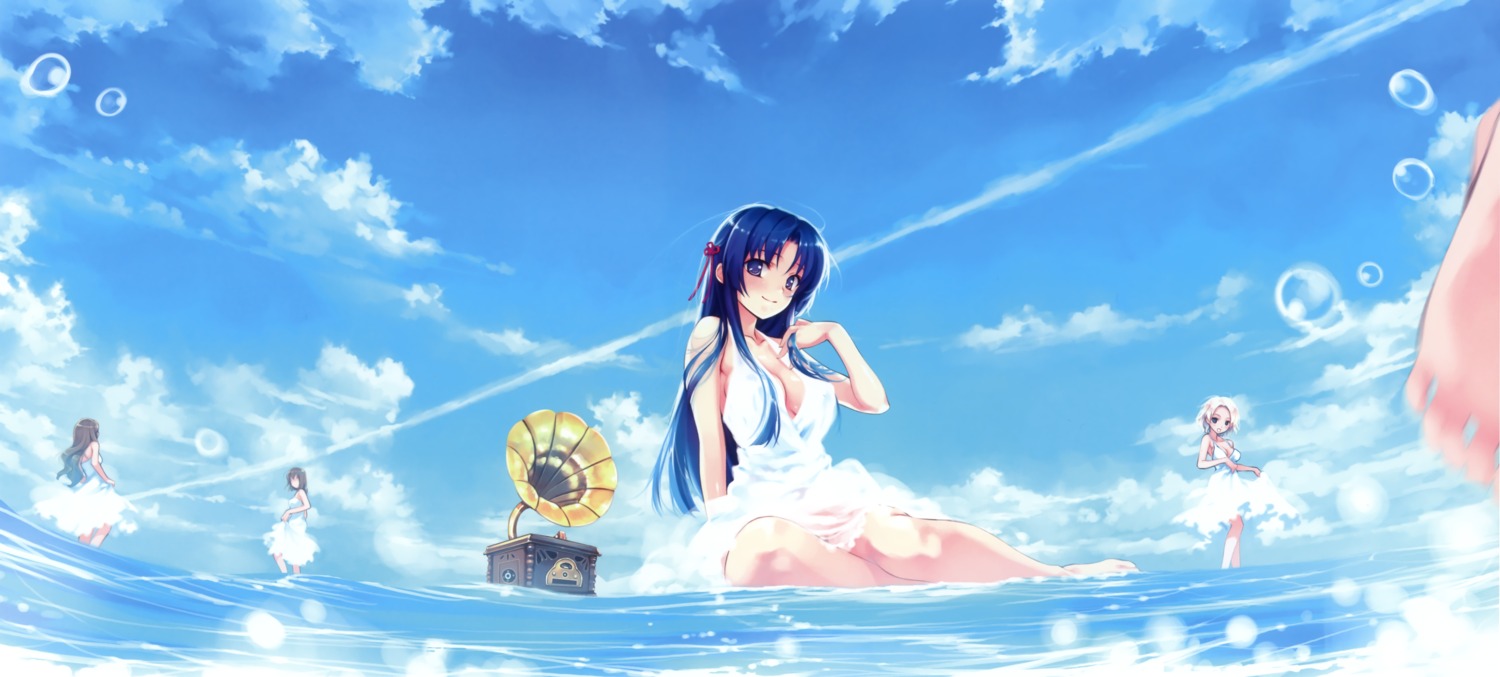 abhar cleavage deep_blue_sky_&_pure_white_wings dress hanami_mar'ya koga_sayoko misaki_kurehito nakano_hinata see_through summer_dress tsuyazaki_kokage