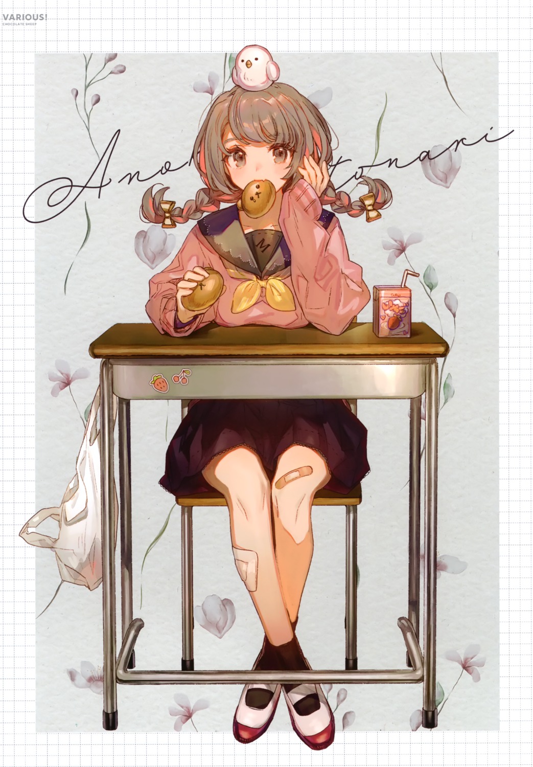 bandaid chocoan chocolate_sheep seifuku sweater