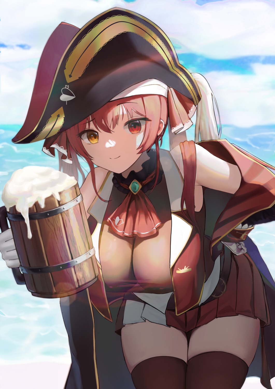 $hu heterochromia hololive houshou_marine pirate see_through thighhighs