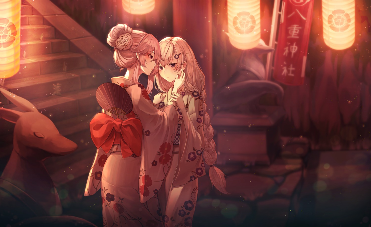 benghuai_xueyuan japanese_clothes kallen_kaslana siwoo yae_sakura_(benghuai_xueyuan) yukata yuri