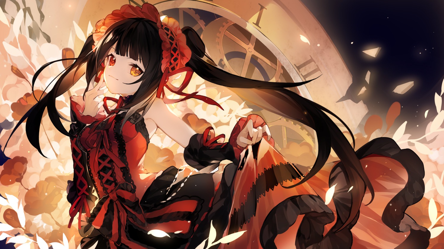 date_a_live dress godlailer gothic_lolita heterochromia lolita_fashion skirt_lift tokisaki_kurumi