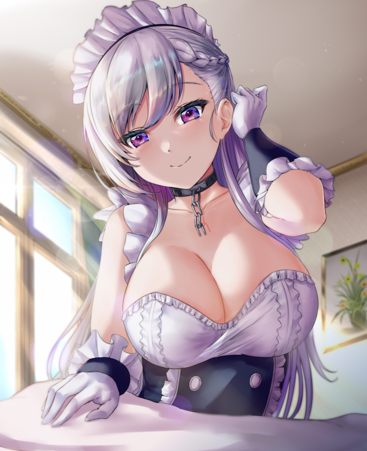 azur_lane belfast_(azur_lane) maid no_bra rama_(yu-light8)