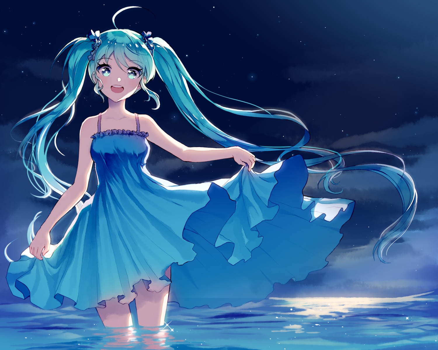 dress hatsune_miku mechuragi skirt_lift vocaloid wet