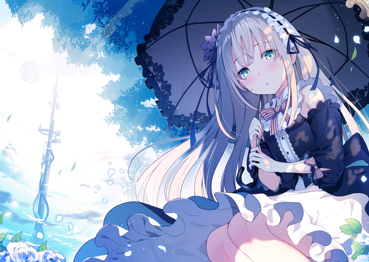 dress gothic_lolita katto_(viking) lolita_fashion skirt_lift umbrella