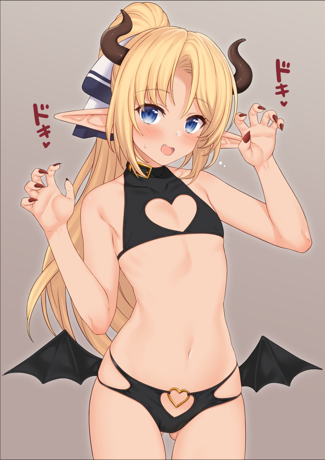 cameltoe cleavage elf enjo_kouhai horns iris_tia_aederlinde loli pantsu pointy_ears takunomi wings