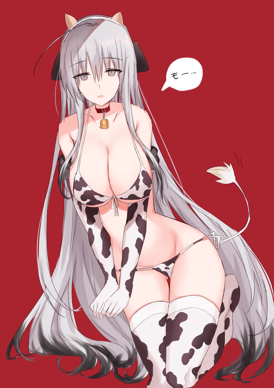 animal_ears bikini kinona panty_pull swimsuits tail thighhighs