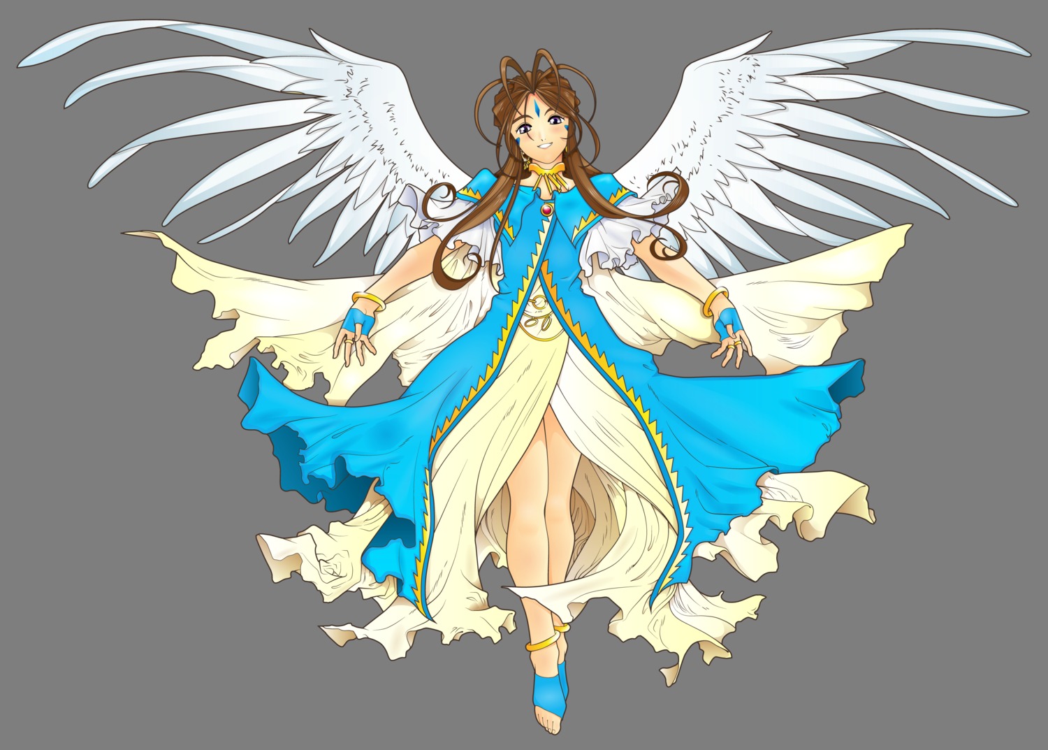 ah_my_goddess belldandy dress transparent_png vector_trace wings