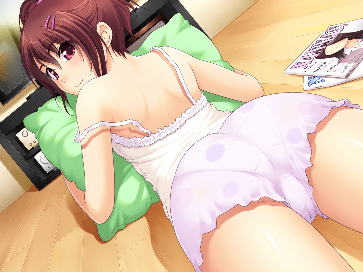 ass cameltoe game_cg lingerie loli mebae_(game) nonohara_miki pantsu sakura_anna see_through tanuki-soft