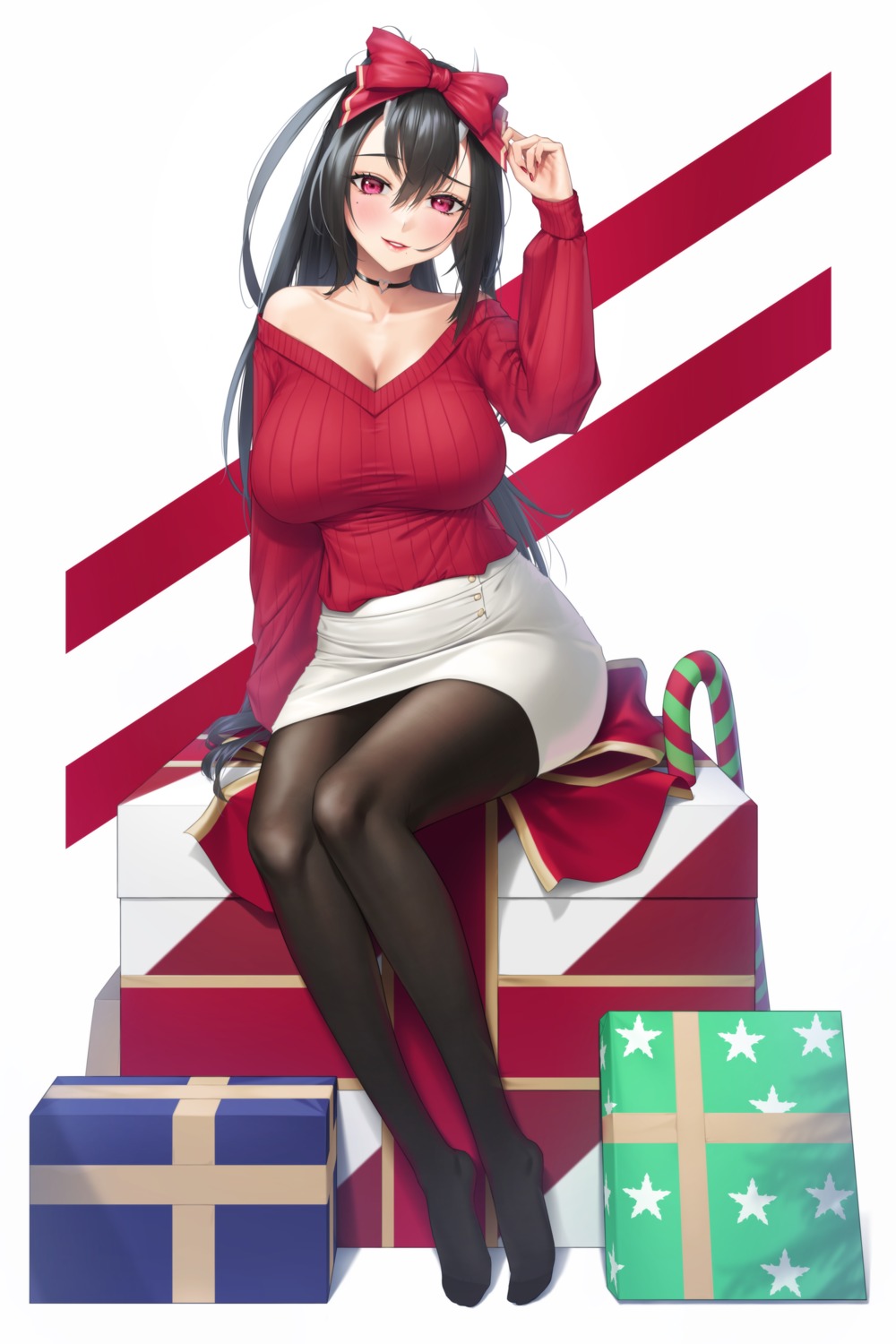 christmas cleavage pantyhose sweater