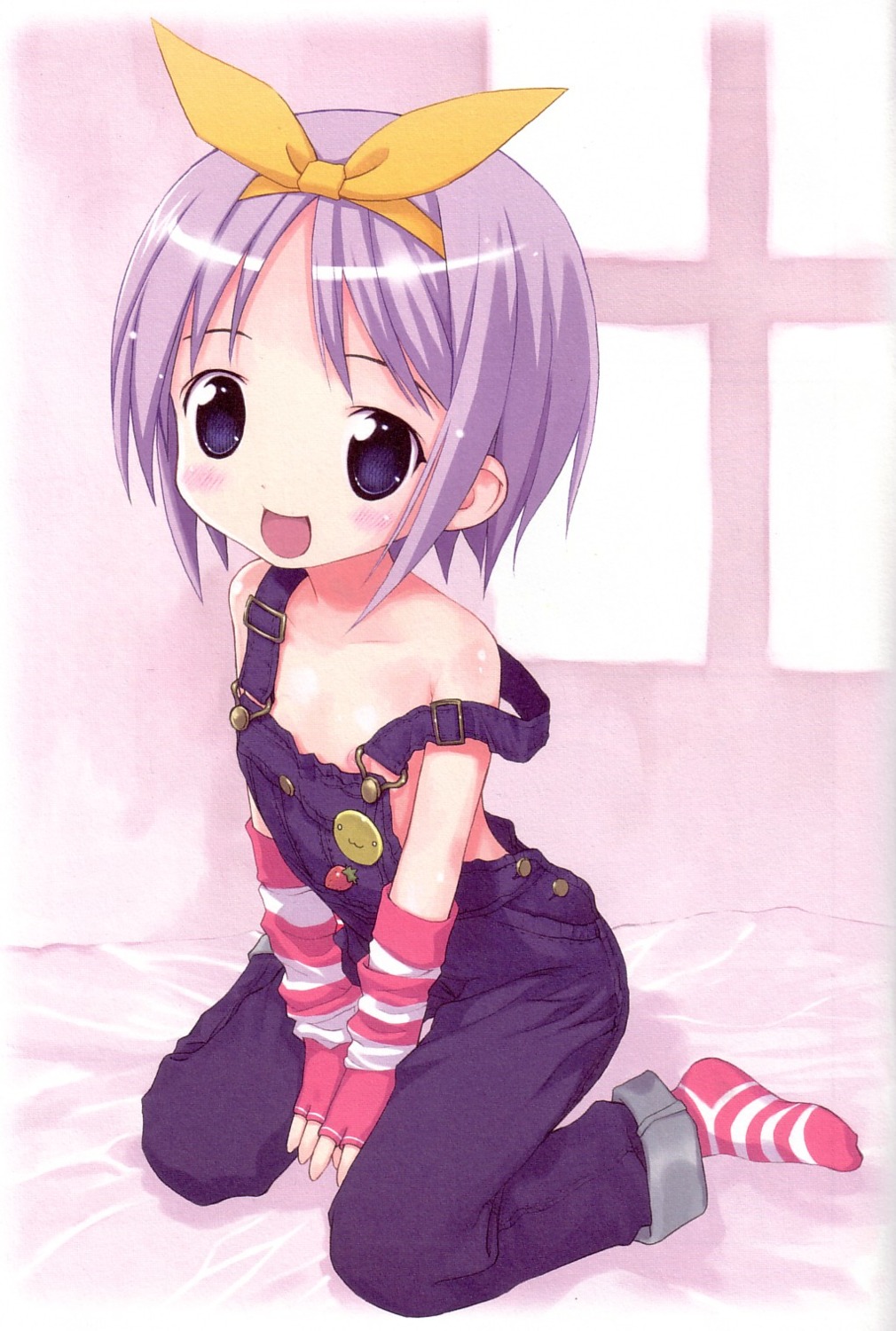 hiiragi_tsukasa kiira loli lucky_star nipple_slip overalls