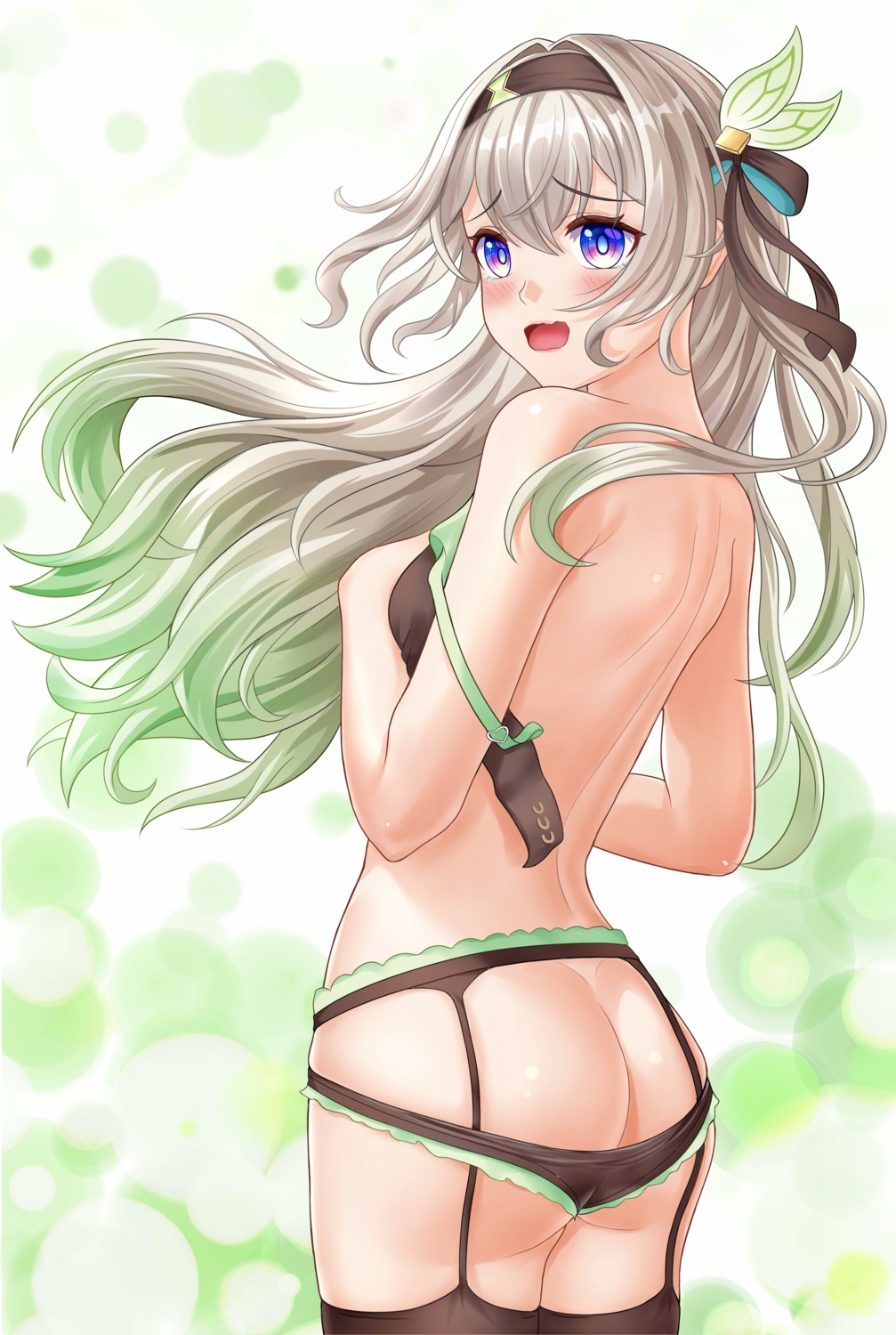 ass bra firefly garter_belt honkai:_star_rail kasoke_youmu pantsu panty_pull stockings thighhighs