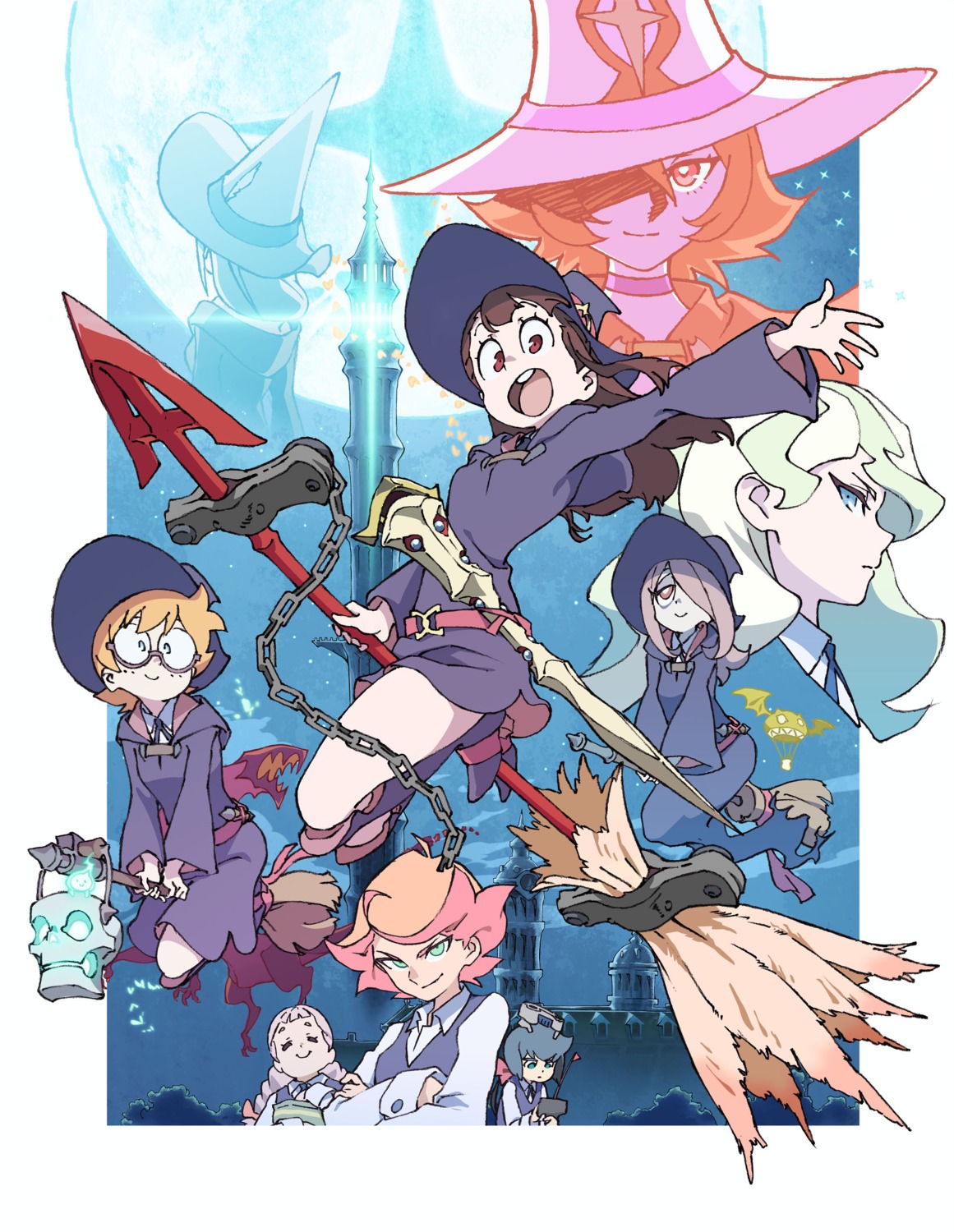 amanda_o'neill atsuko_kagari constanze_braunschbank_albrechtsberger diana_cavendish digital_version handa_shuuhei heels jasminka_antonenko little_witch_academia lotte_yanson megane robe shiny_chariot sucy_manbavaran ursula_(little_witch_academia) weapon witch