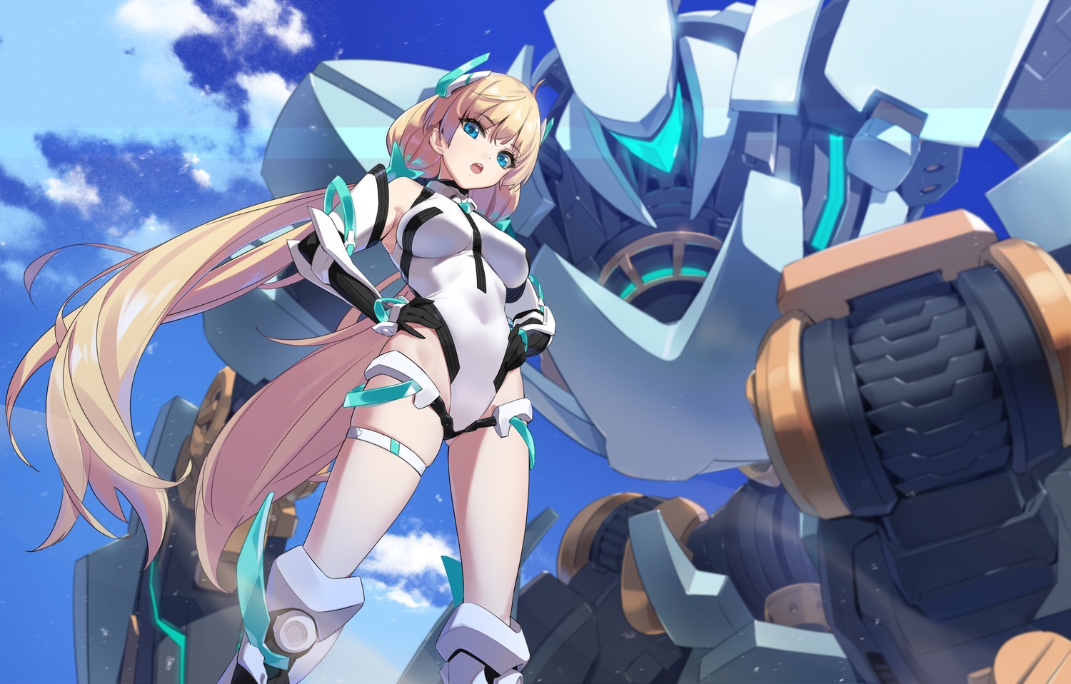 angela_balzac garter leotard mecha rakuen_tsuihou yd_(orange_maru)