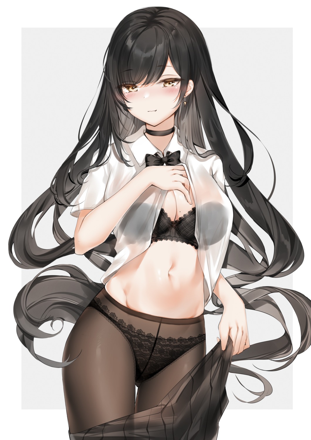 bra lingerie open_shirt pantsu pantyhose see_through seifuku undressing yukineko1018