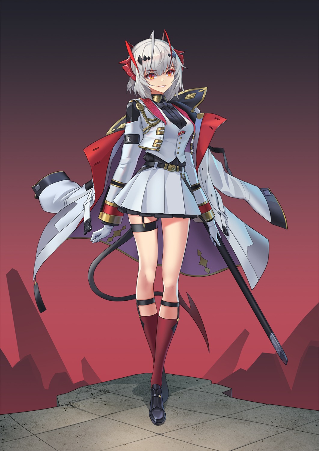 arknights garter horns sword tail uniform w_(arknights)