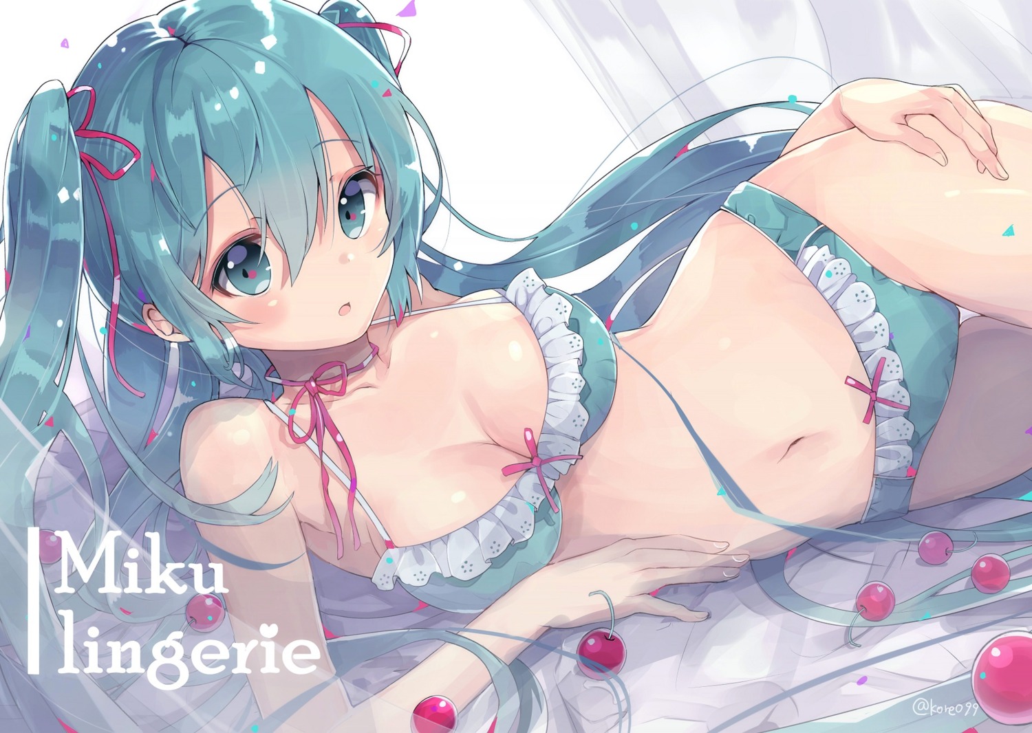 bra cleavage hatsune_miku kyou_hotaru pantsu vocaloid wet