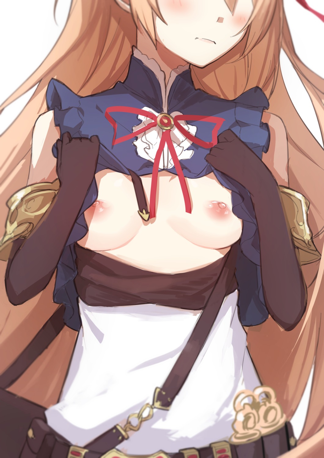 arisa_(shadowverse) breasts morisobo nipples no_bra shadowverse shirt_lift undressing