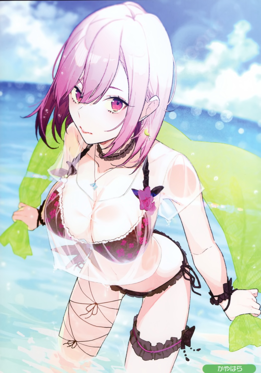bikini cleavage garter kayahara possible_duplicate see_through swimsuits wet wet_clothes