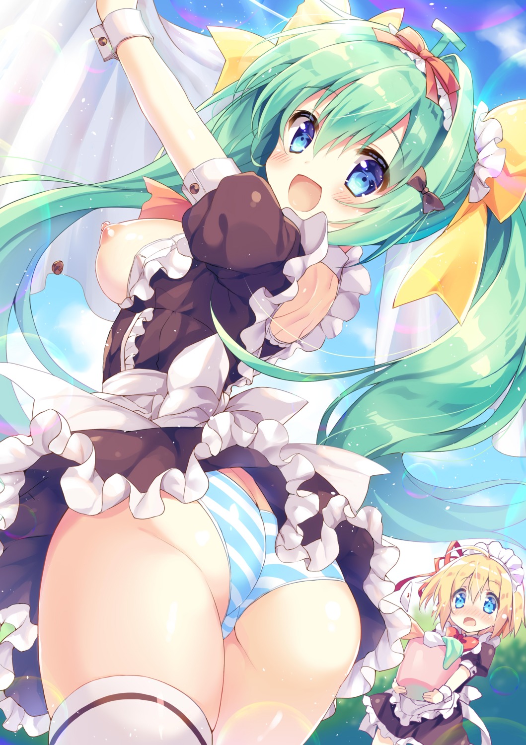 ass breasts lemon-chan maid melon-chan natsuki_marina nipples no_bra open_shirt pantsu shimapan skirt_lift thighhighs