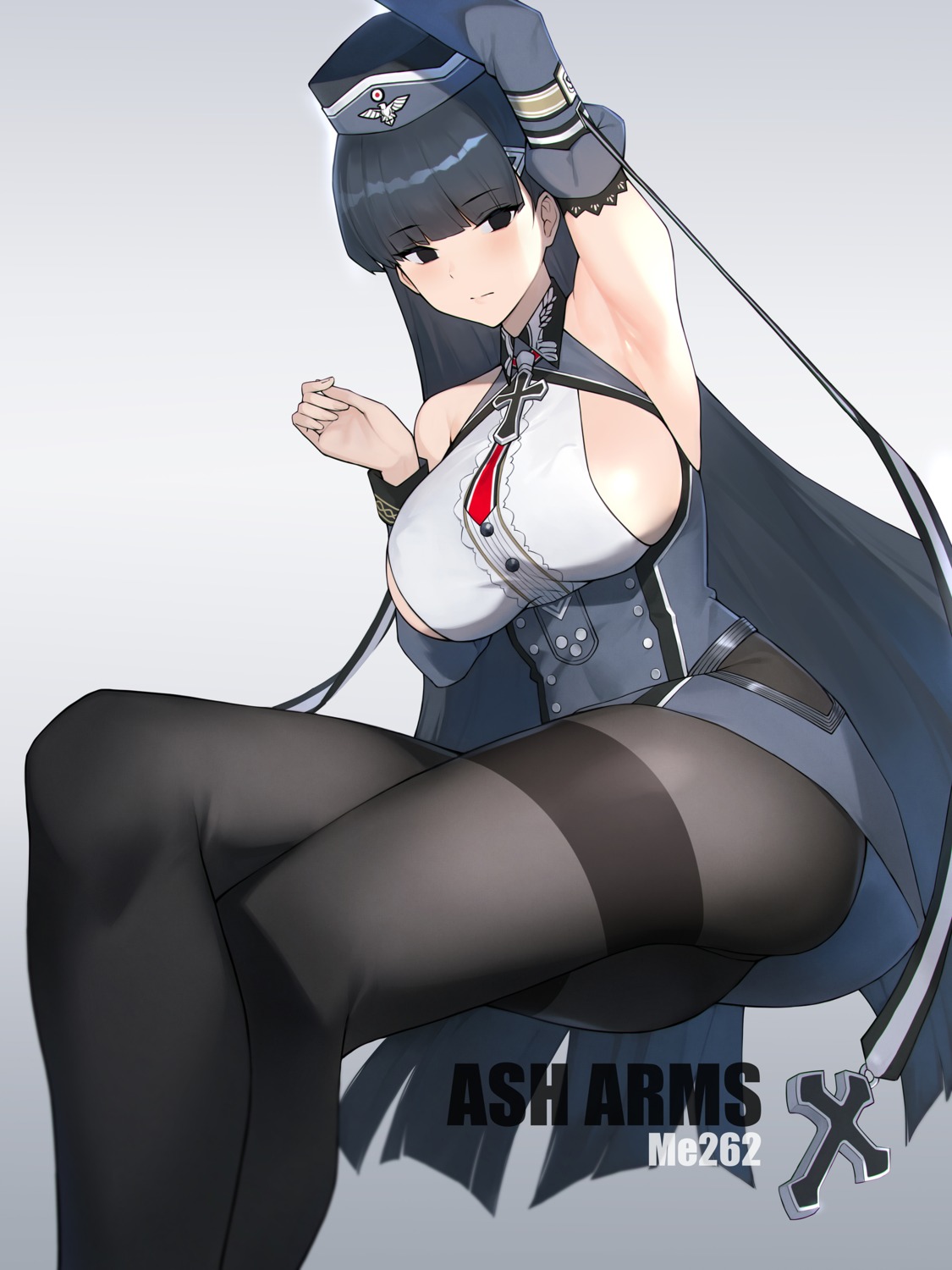 ash_arms no_bra pantyhose uniform yykuaixian