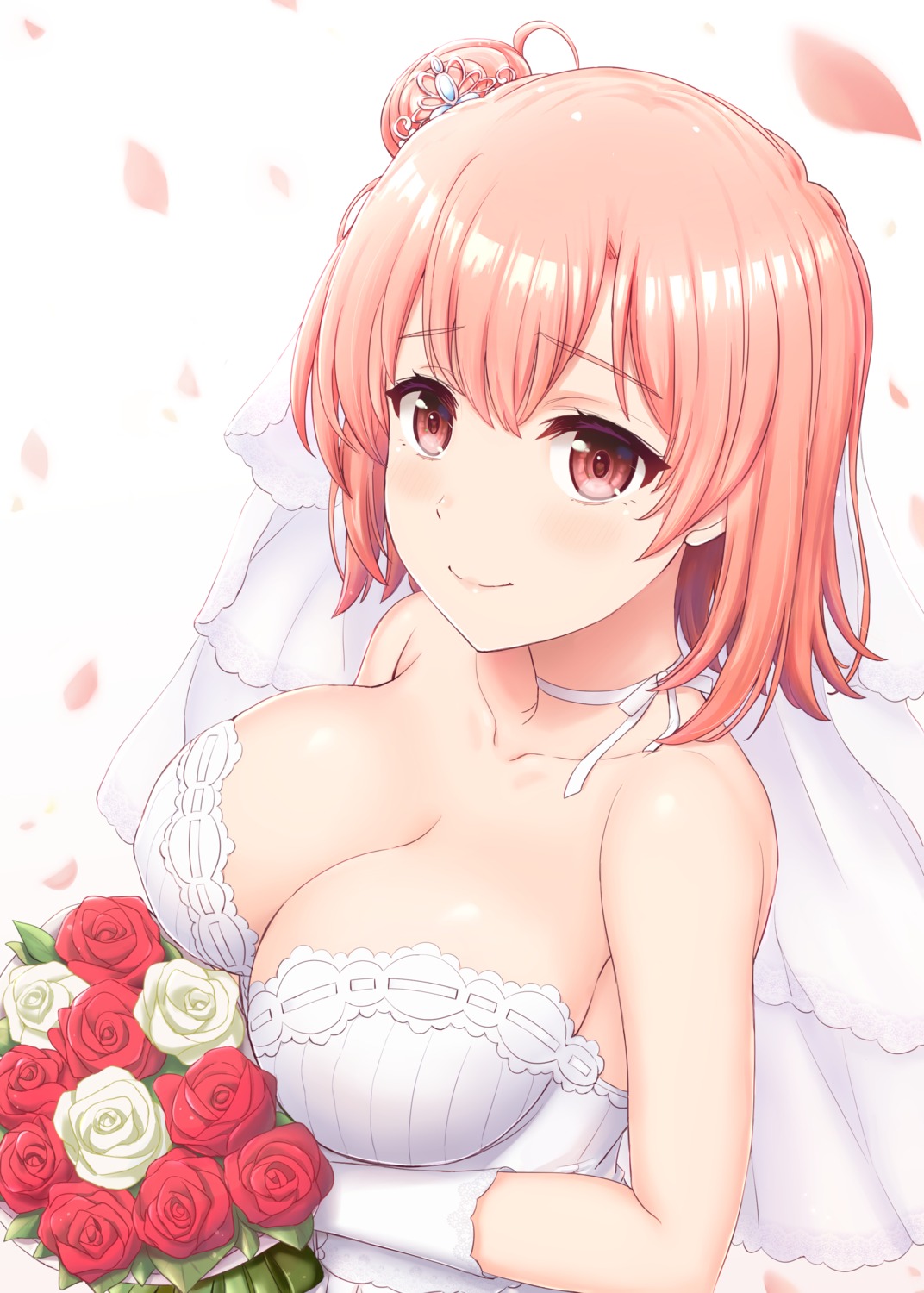 cleavage dress inanaki_shiki wedding_dress yahari_ore_no_seishun_lovecome_wa_machigatteiru. yuigahama_yui