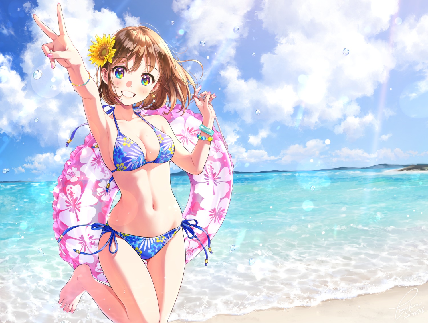 bikini cleavage morikura_en swimsuits wet