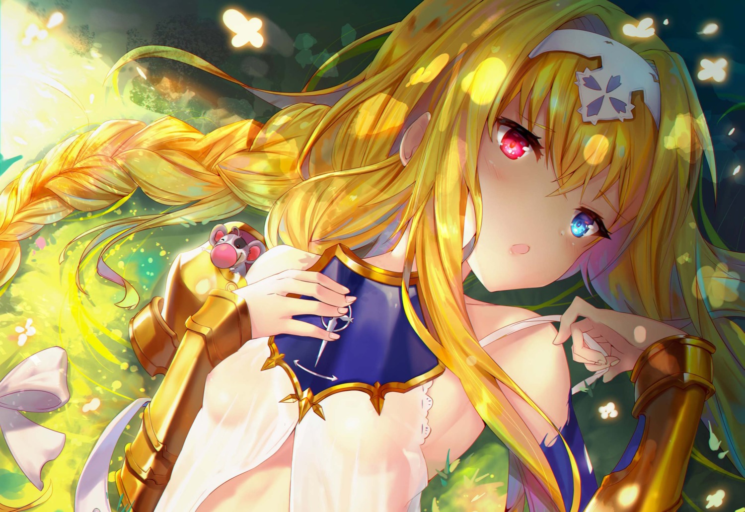 alice_zuberg armor heterochromia hitokiri_battousai lingerie loli nipples no_bra see_through sword_art_online undressing