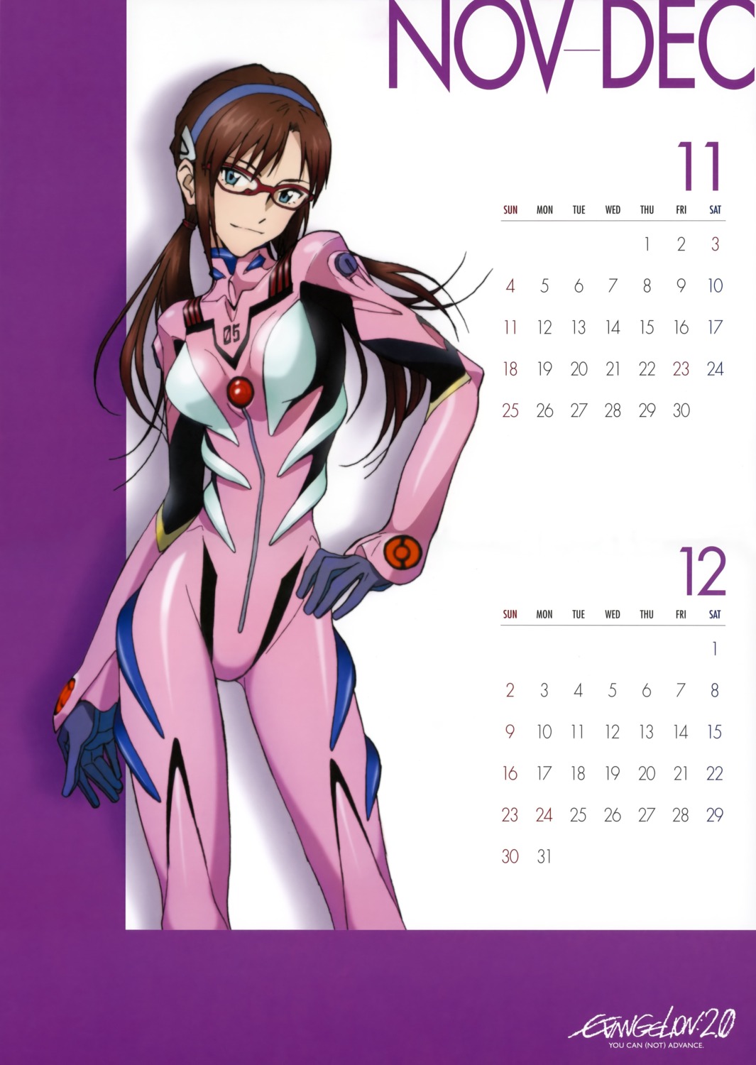 bodysuit calendar makinami_mari_illustrious megane neon_genesis_evangelion
