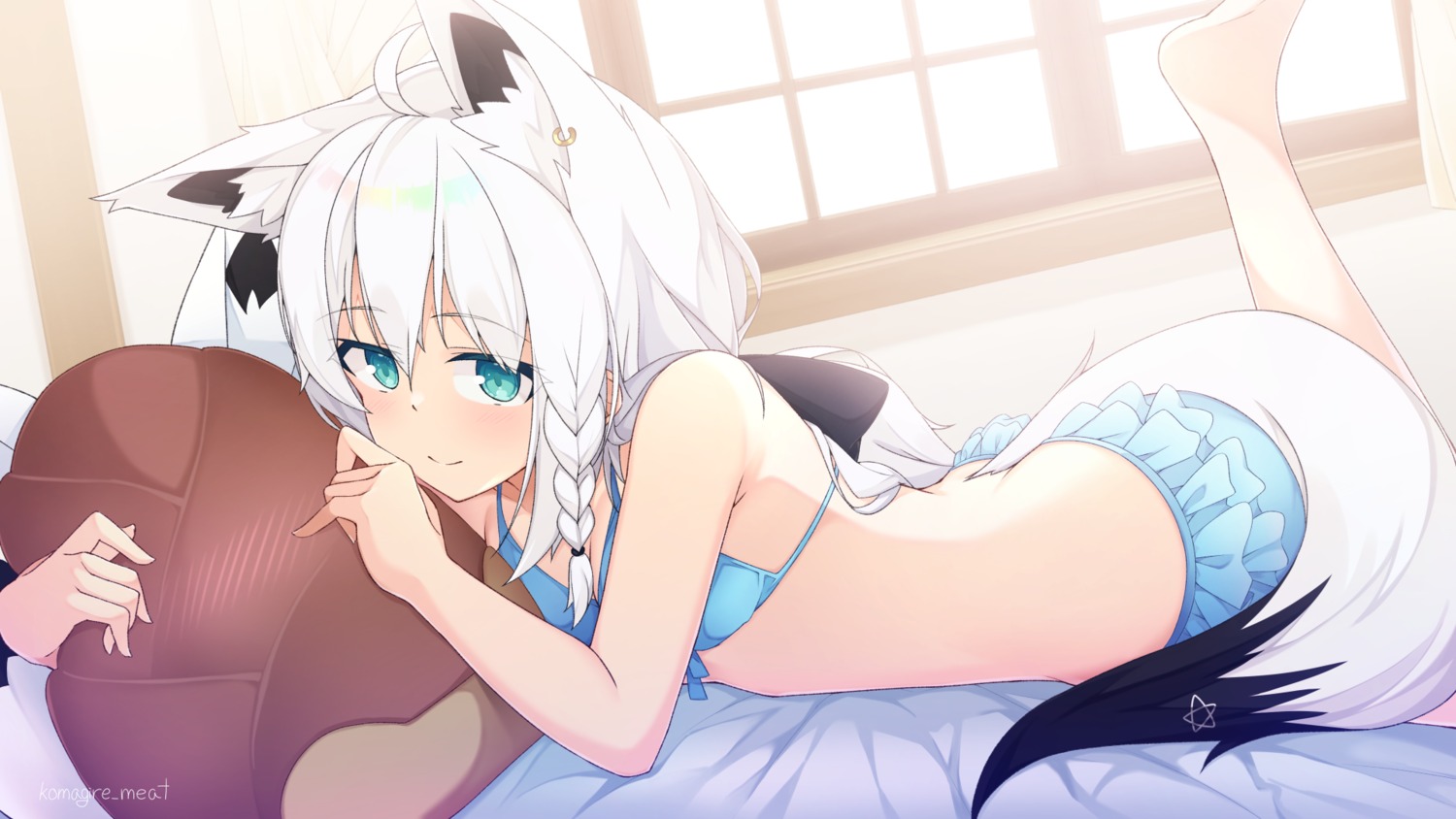 animal_ears bikini hololive hololive_gamers kitsune shirakami_fubuki swimsuits tagme tail wallpaper