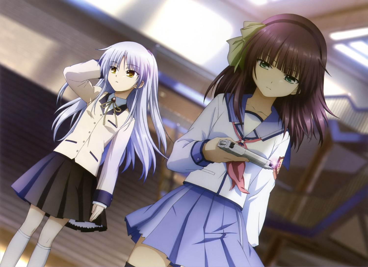 angel_beats! gun seifuku suzuki_misaki tenshi yurippe