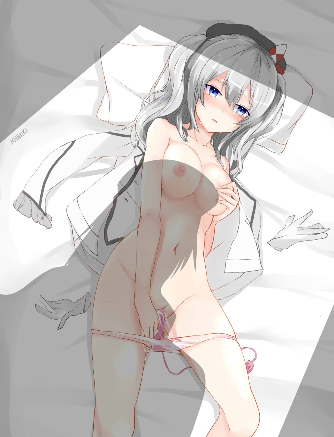 breast_grab kantai_collection kashima_(kancolle) khibiki_(brequiem) masturbation nipples pantsu panty_pull pussy pussy_juice topless uncensored uniform vibrator