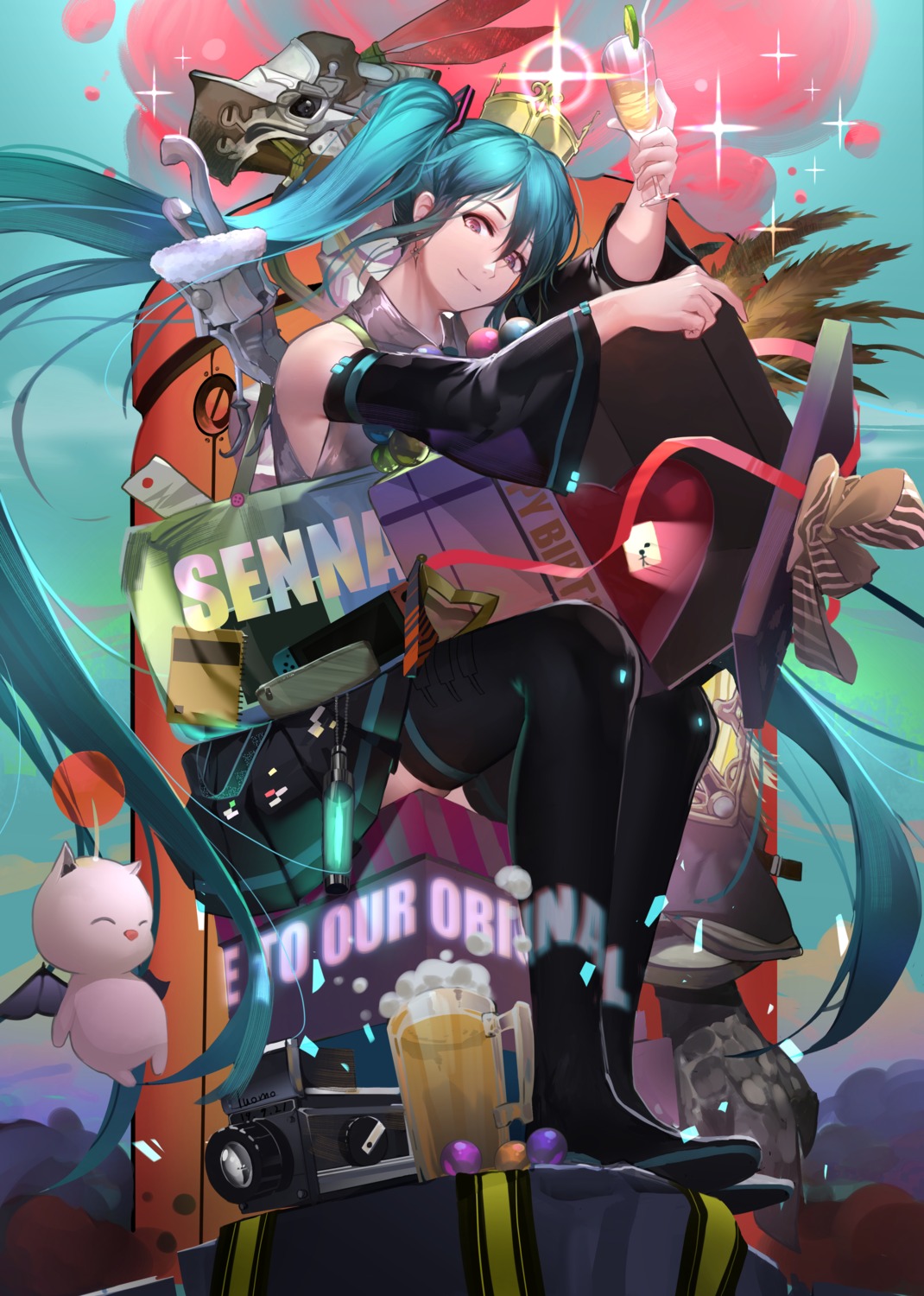 hatsune_miku luomo thighhighs vocaloid