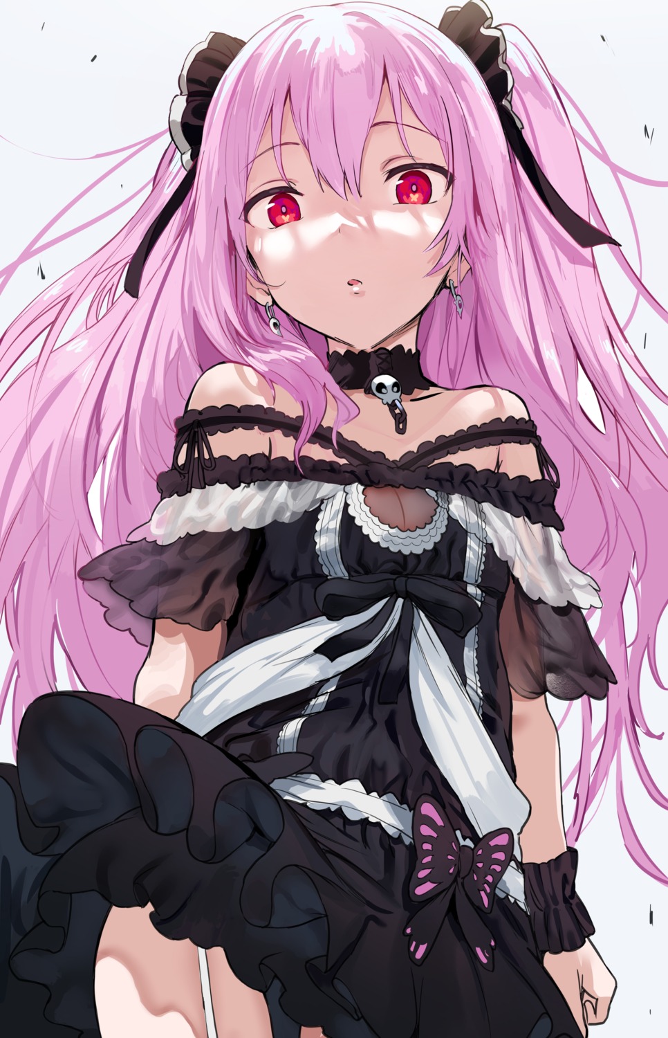 cleavage dress gothic_lolita hews hololive lolita_fashion see_through skirt_lift uruha_rushia